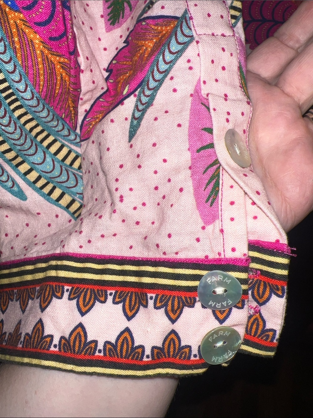 Farm Rio Anthropologie Colorful Tropical Bird Print Button-Up Blouse - NWOT - XL - Picture 7 of 17